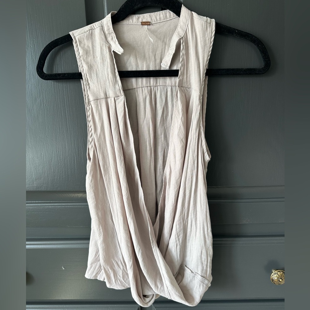 Free People Light Beige Draped Sleeveless Camisole